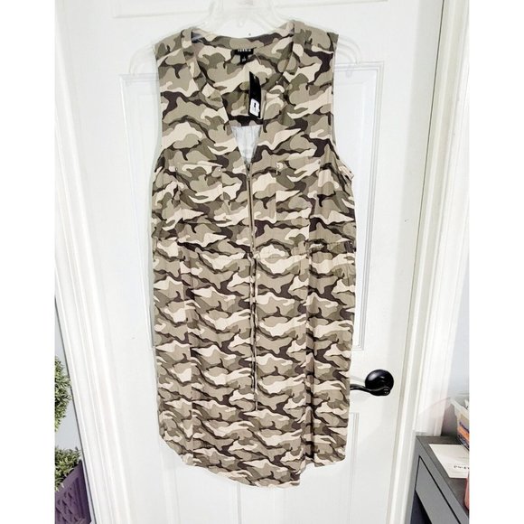 Torrid Womens Camouflage Mini Challis Zip Front‎ Shirt Dress Sleeveless 1X NWT - Picture 4 of 9